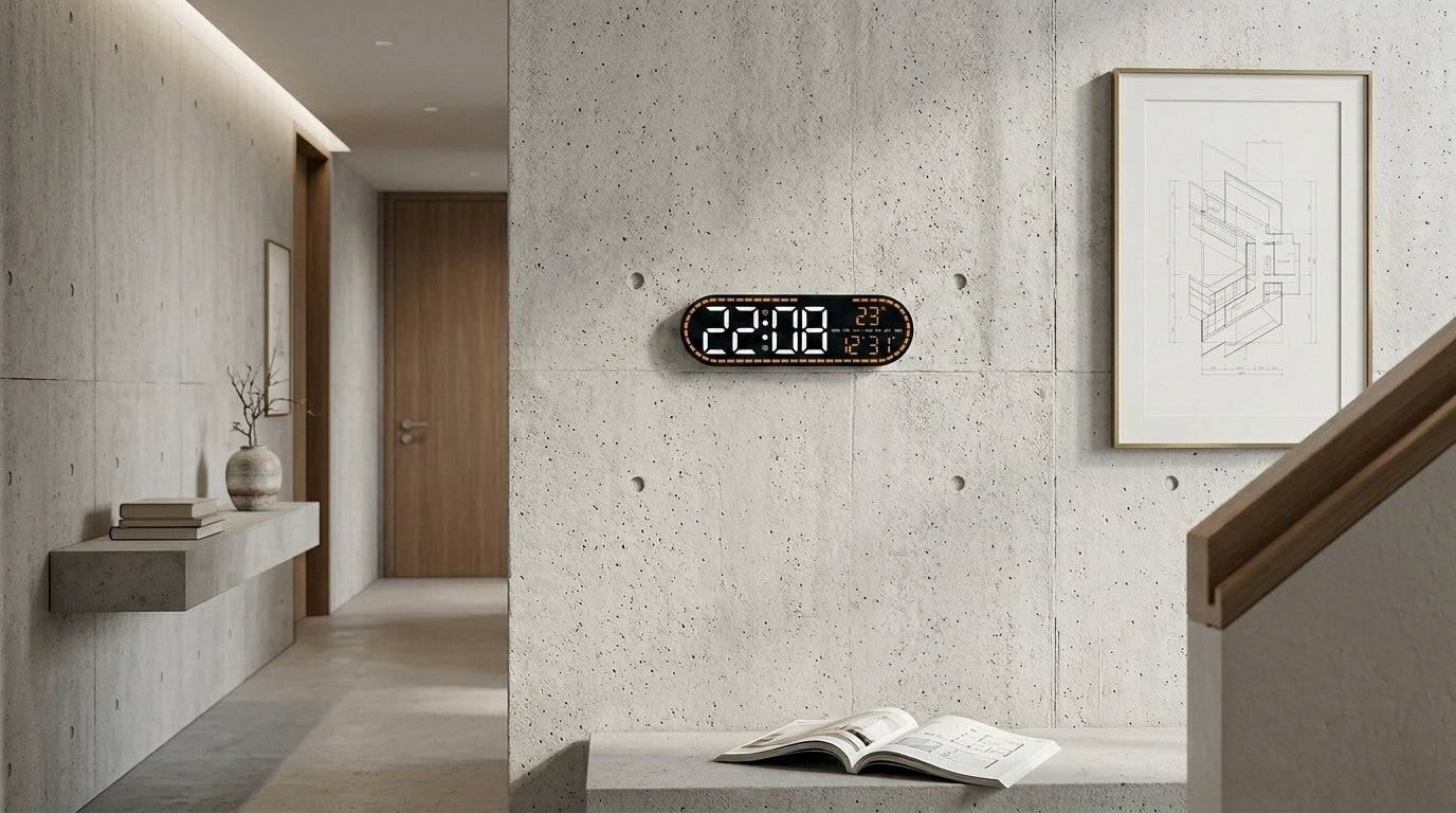 Large Electronic Wall Clock - Temperature and Date