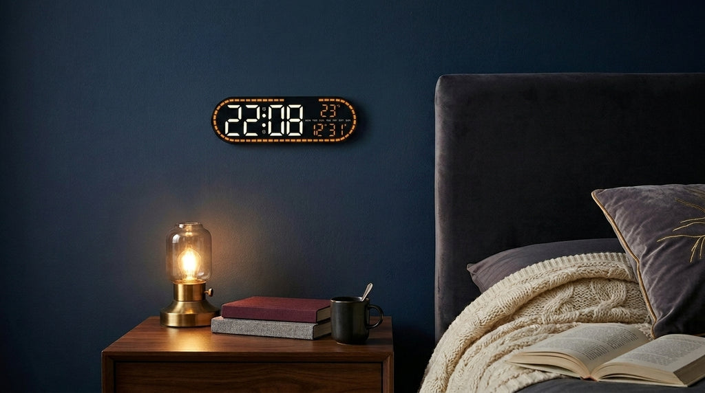 Large Electronic Wall Clock - Temperature and Date