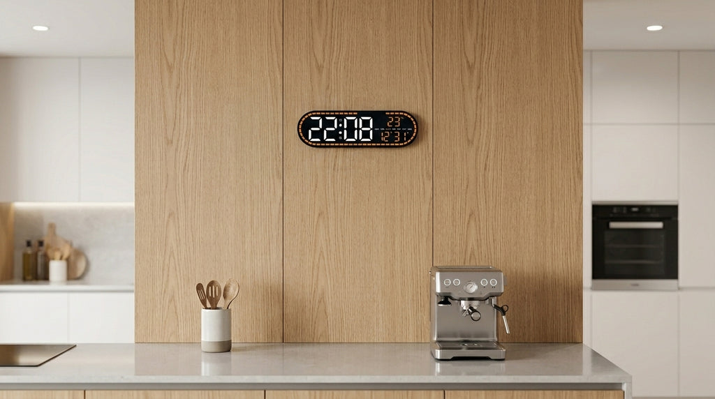 Large Electronic Wall Clock - Temperature and Date