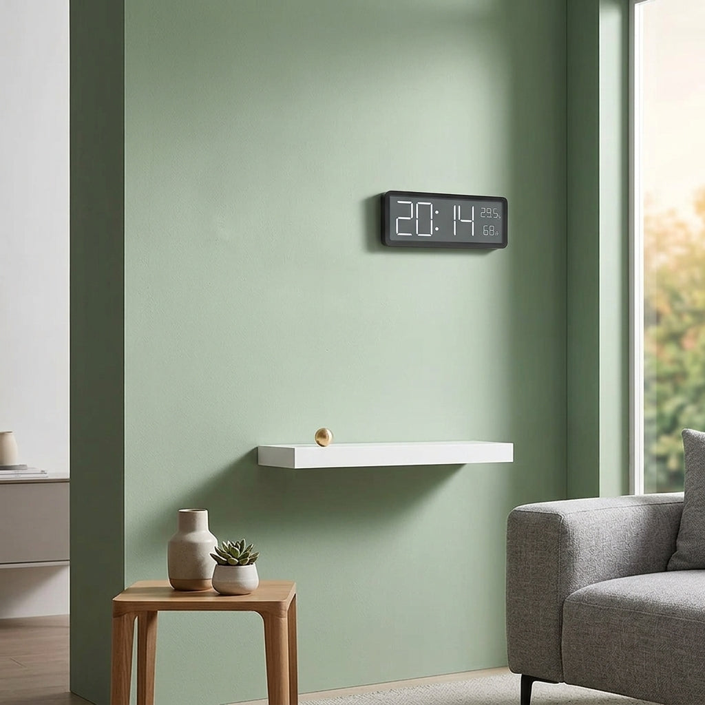 Screen Digital Wall Clock - Time Temperature Humidity