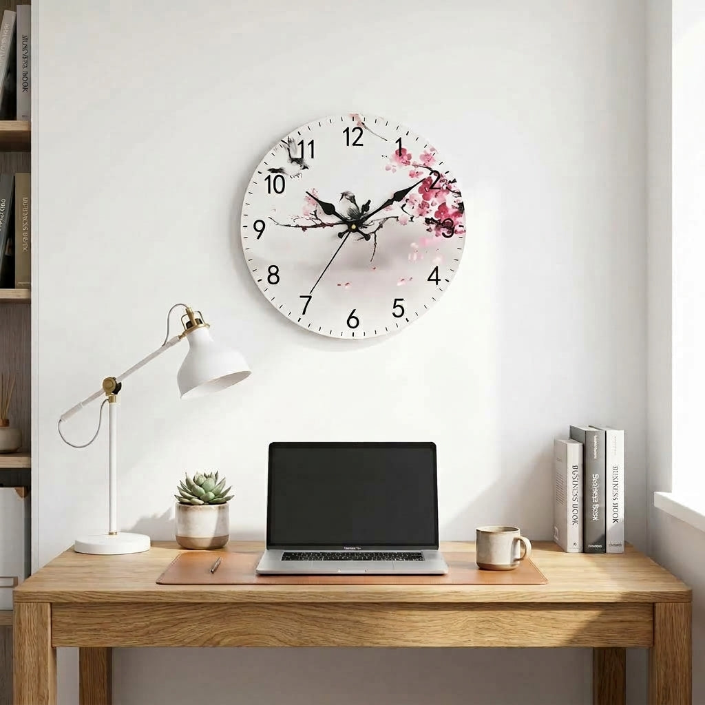 Bird Design Wall Clock For Living Room, Silent Quartz