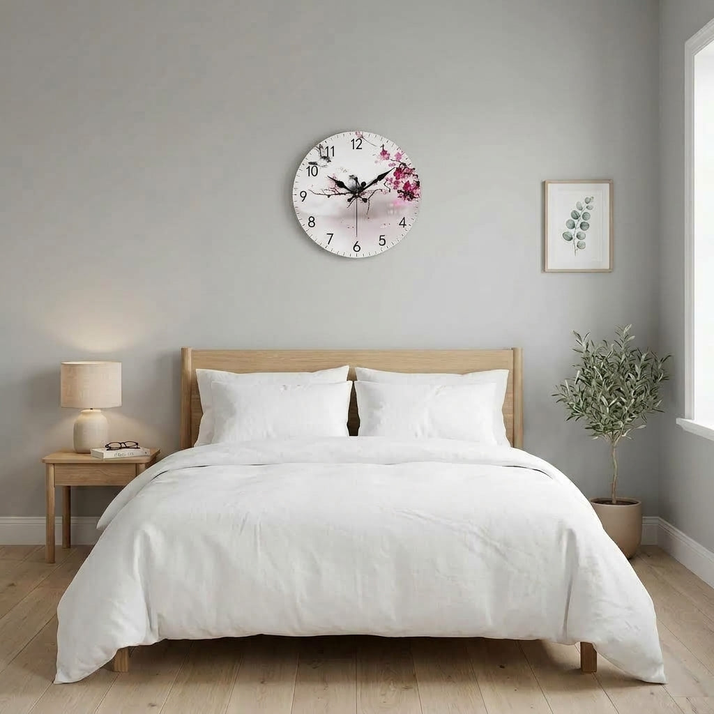 Bird Design Wall Clock For Living Room, Silent Quartz