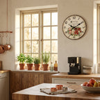 European Rose Pattern Wooden Wall Clock For Kitchen