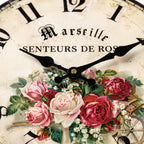 European Rose Pattern Wooden Wall Clock For Kitchen
