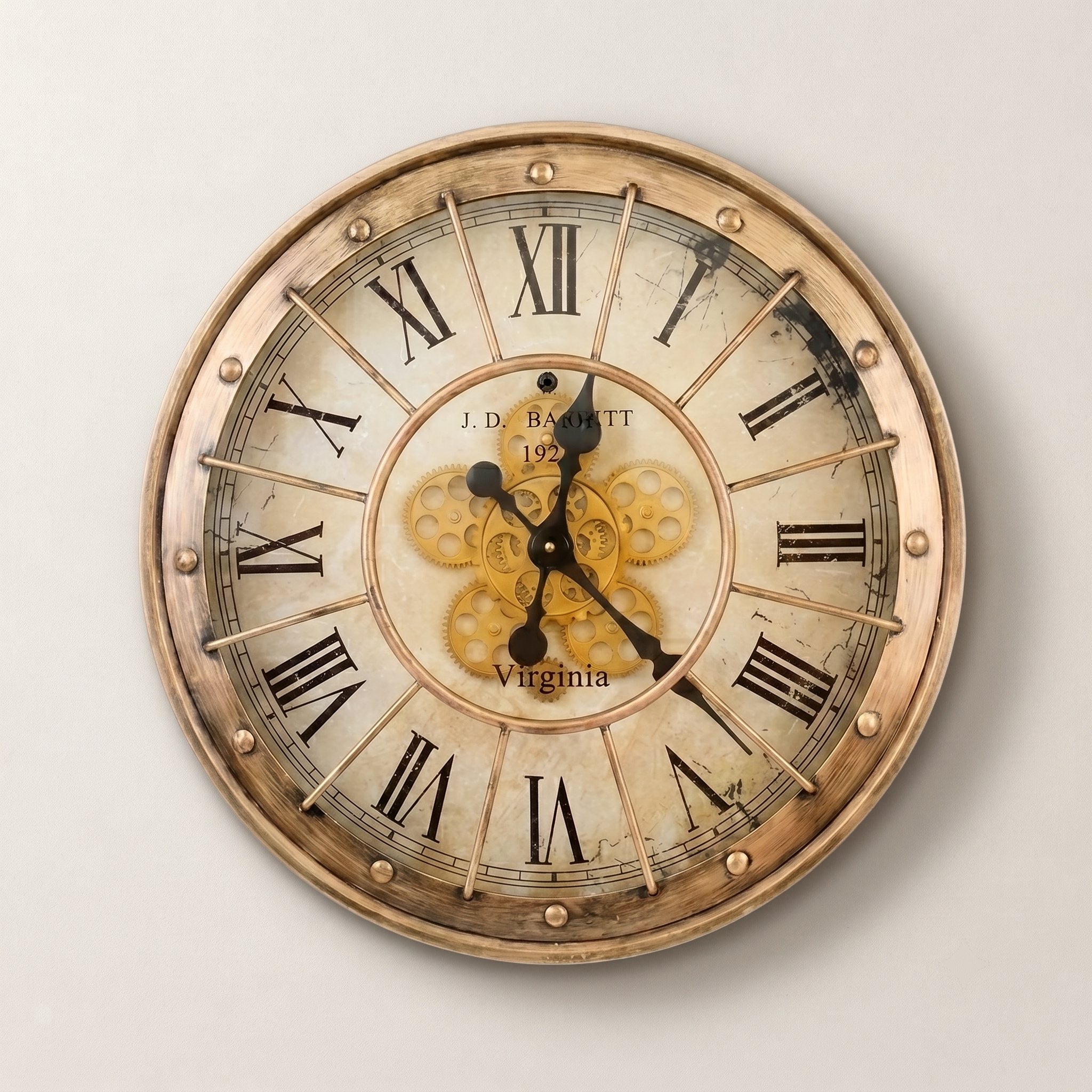 American Vintage Gear Metal Wall Clock - Antique