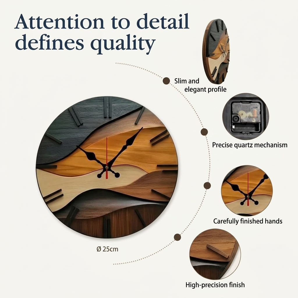 Nordic Minimalist Round Wall Clock – Silent Sweep Quartz