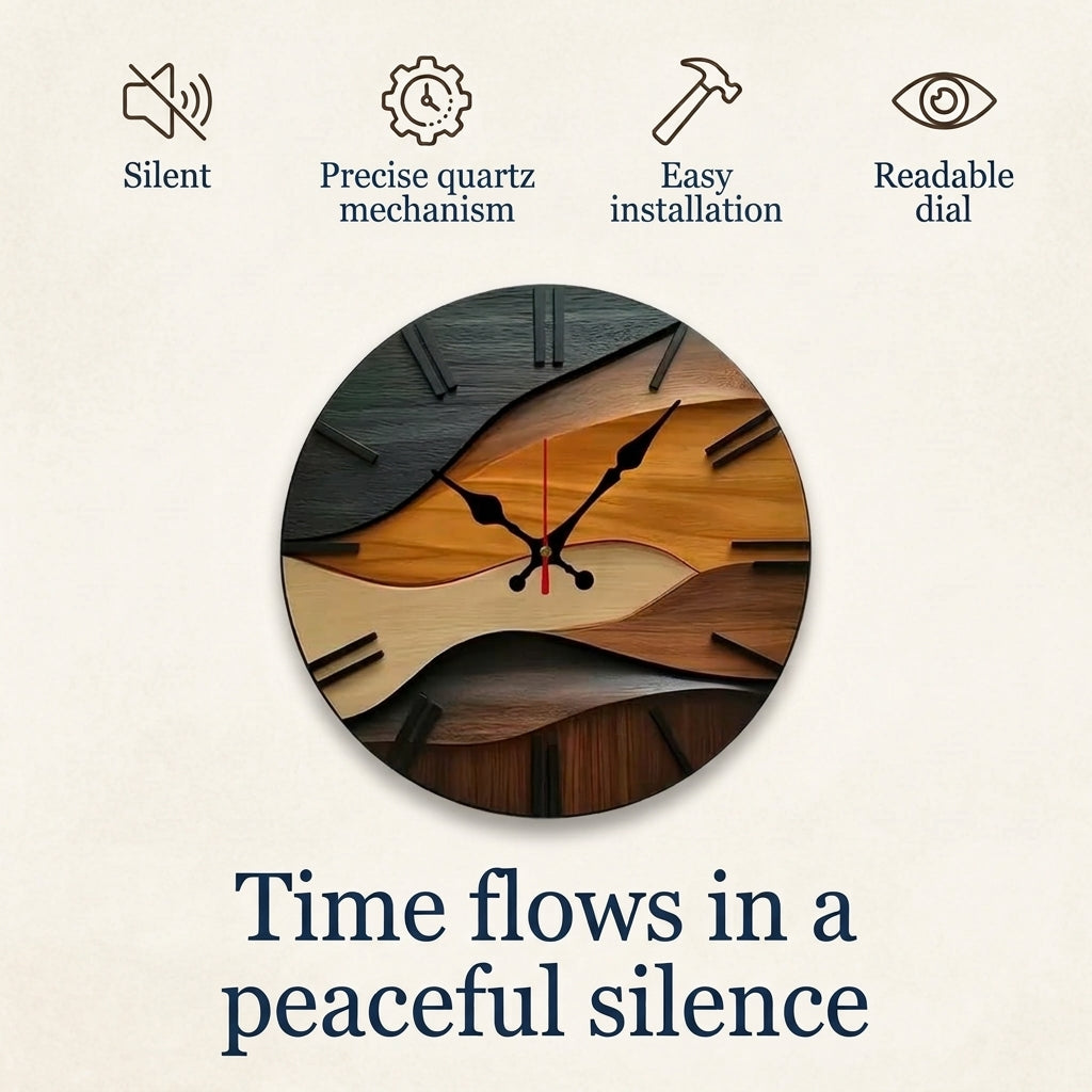 Nordic Minimalist Round Wall Clock – Silent Sweep Quartz