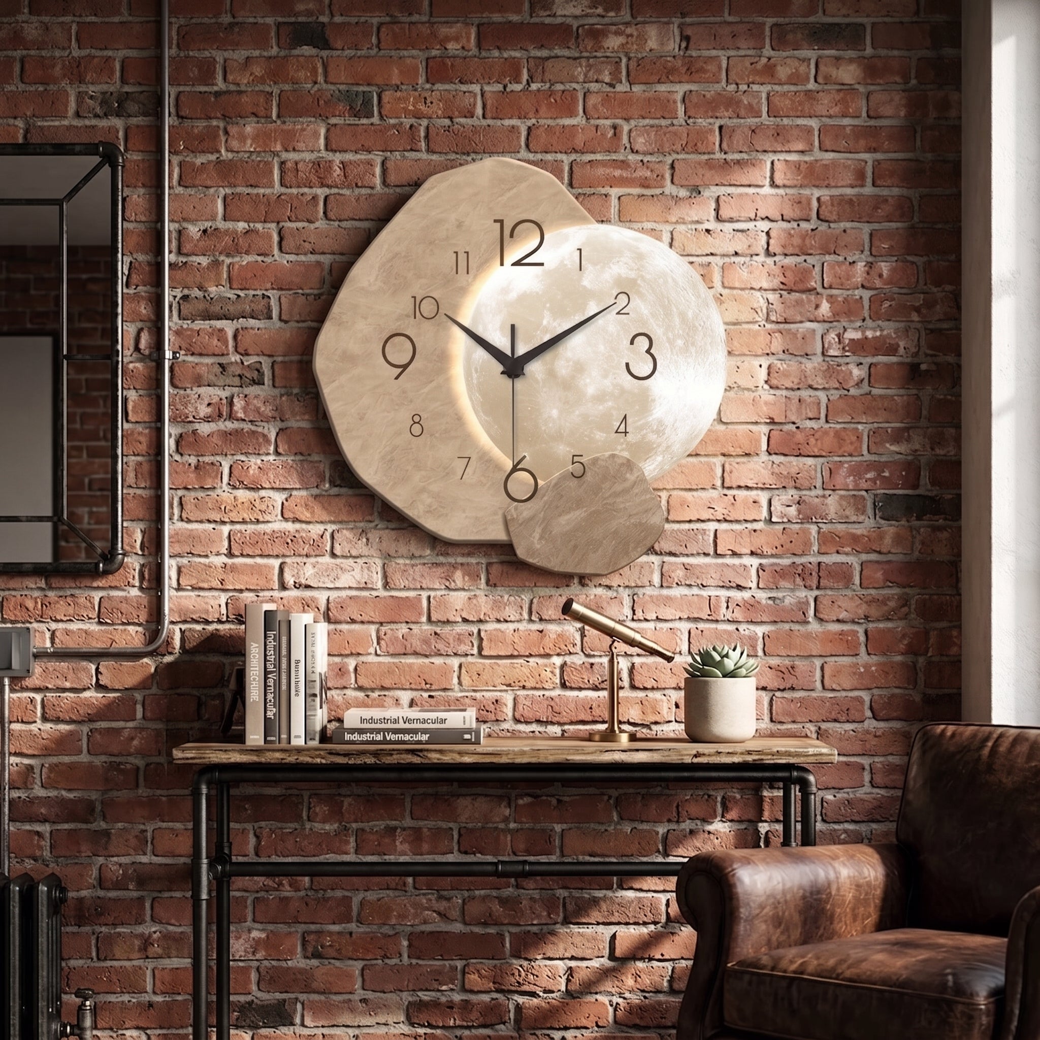 Modern Clock For Living Room Wall Moon Design Silent