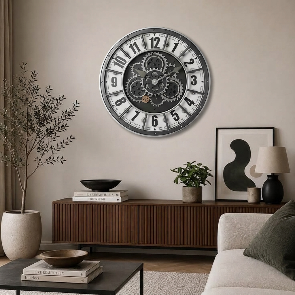 Large Retro Industrial Roman Wall Clock