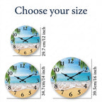 Light Luxury Coastal Beach Wooden Wall Clock For Living Room – Silent Sweep Quartz