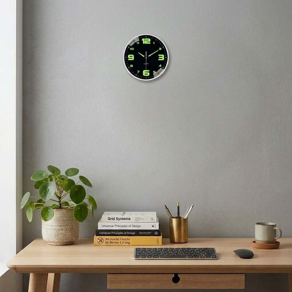 Luminous Silent Wall Clock – 20cm