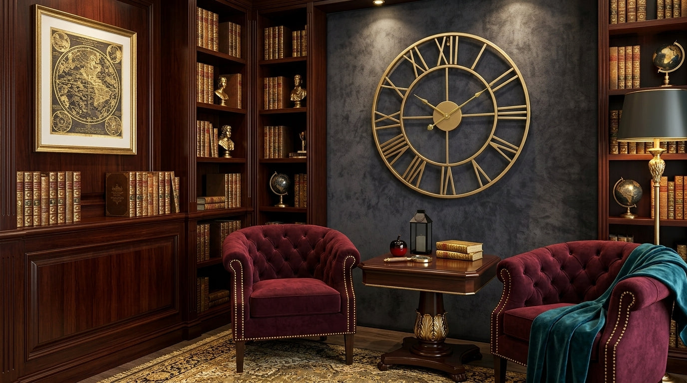 Large Nordic art Wall Clock - Gold Edition