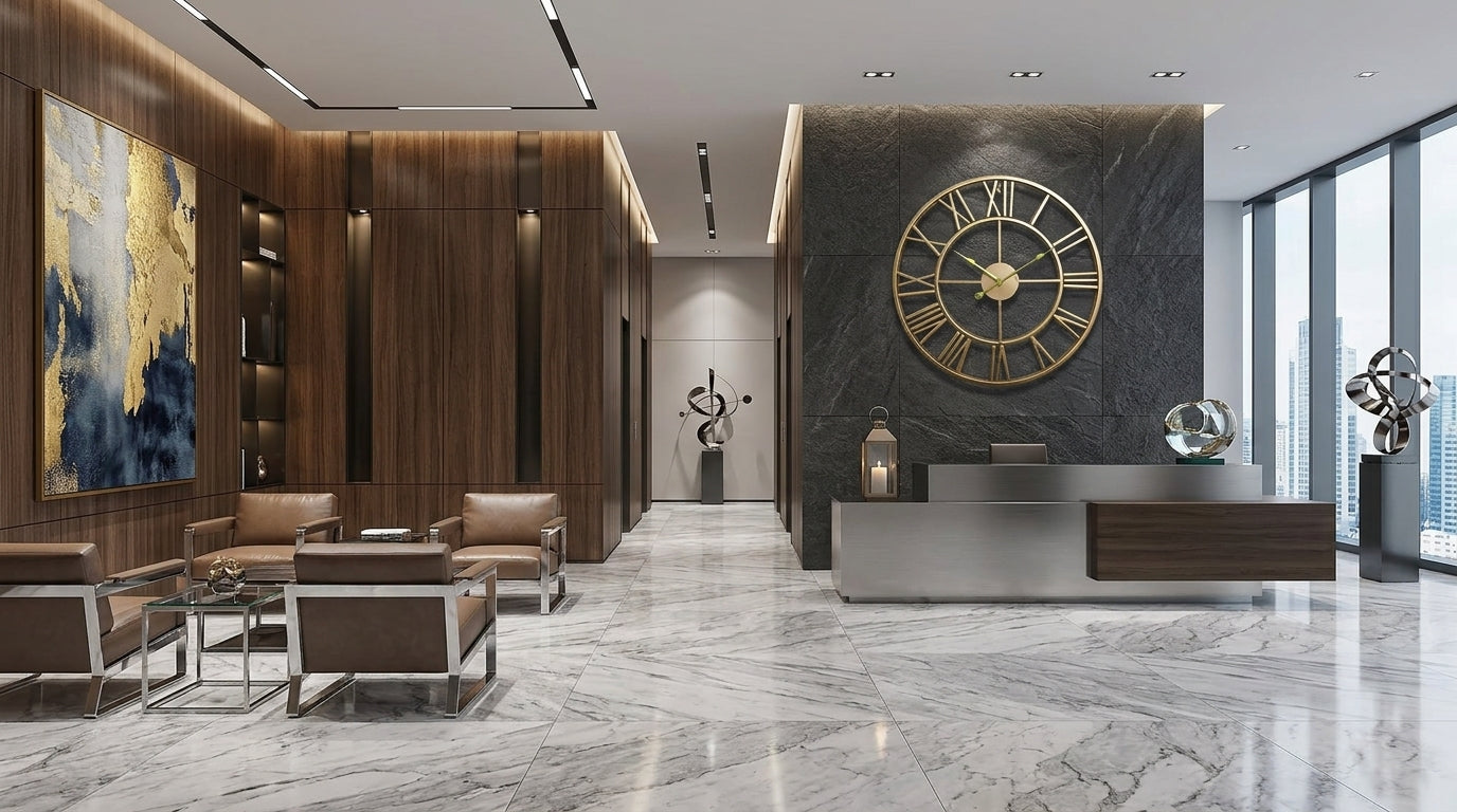 Large Nordic art Wall Clock - Gold Edition