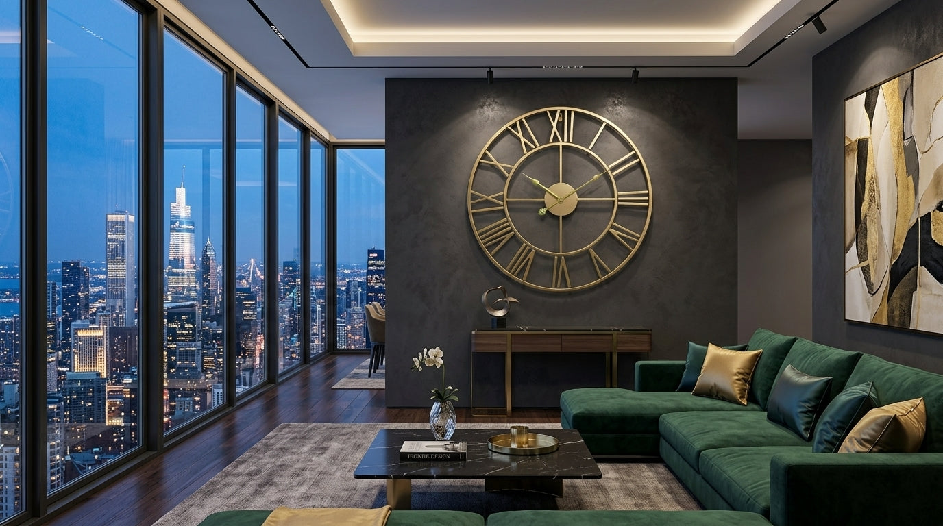 Large Nordic art Wall Clock - Gold Edition