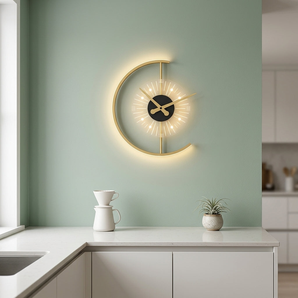 Modern Nordic LED Clock Wall Lamp