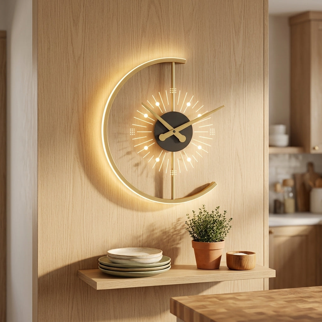 Modern Nordic LED Clock Wall Lamp