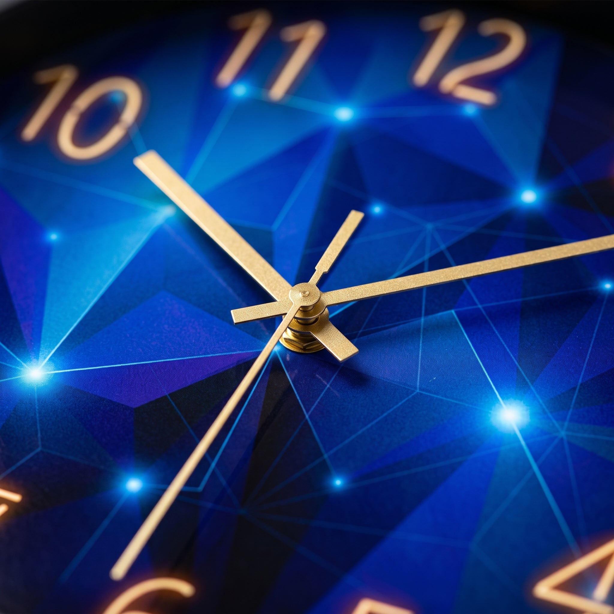 Modern Style Wall Clock Dark Blue Tempered Glass