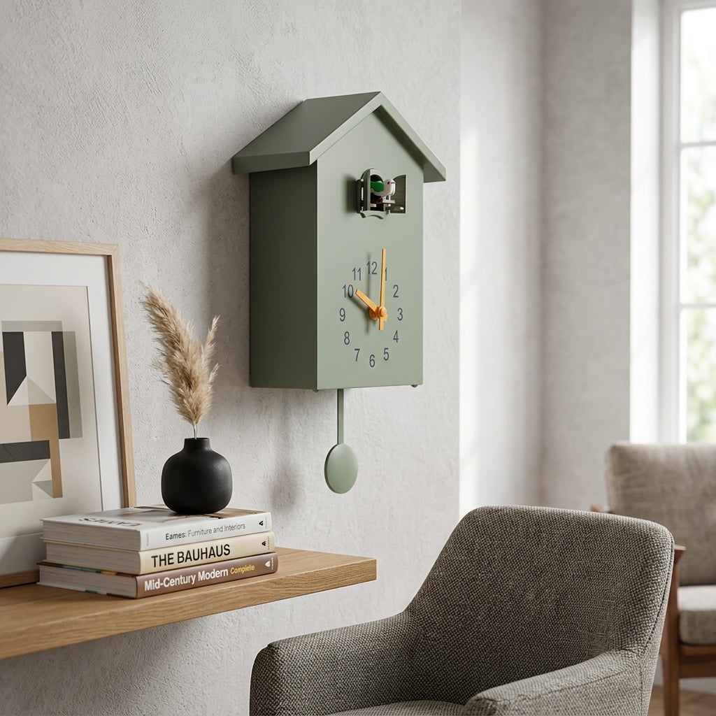 Pendulum Wall Clock For Living Room Cuckoo Green
