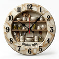 2D Flat Kitchen Wooden Wall Clock