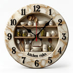 2D Flat Kitchen Wooden Wall Clock