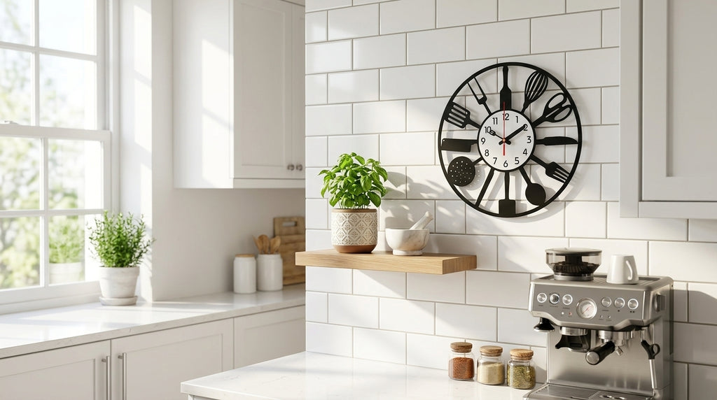 Modern Minimalist Kitchen Wall Clock - Matte Black