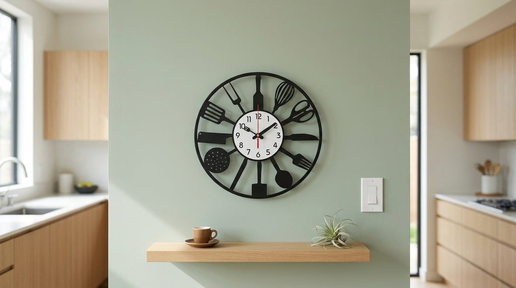 Modern Minimalist Kitchen Wall Clock - Matte Black