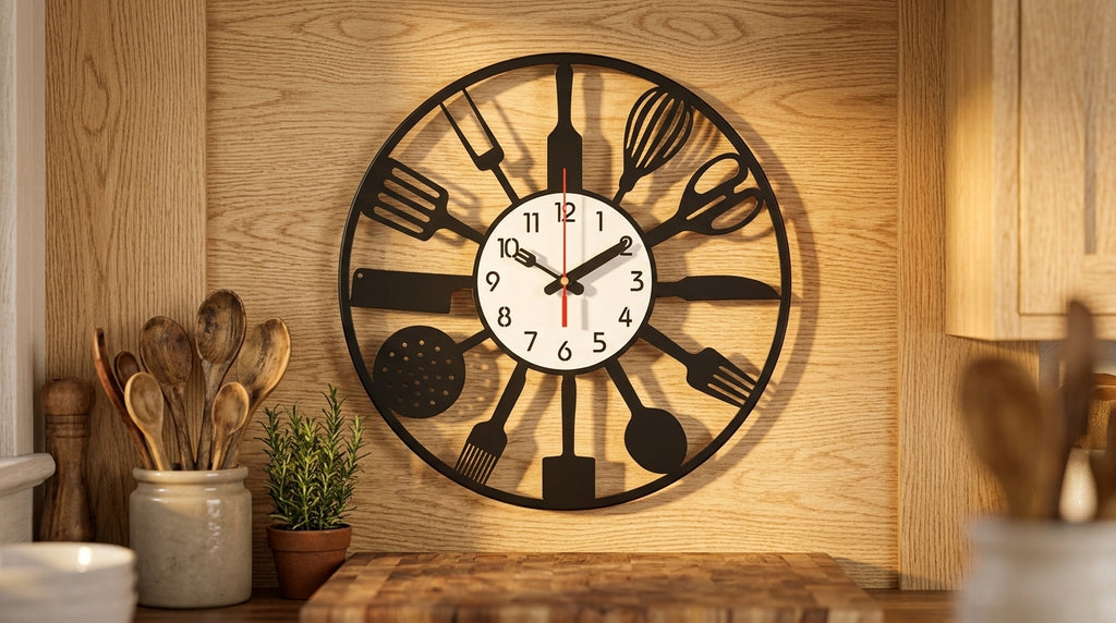 Modern Minimalist Kitchen Wall Clock - Matte Black