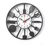 Modern Minimalist Kitchen Wall Clock - Matte Black