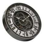 Steampunk-style clock with visible gears on a white background