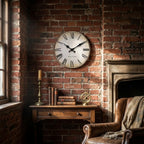 European-Style Roman Numeral Wooden Wall Clock - Antique