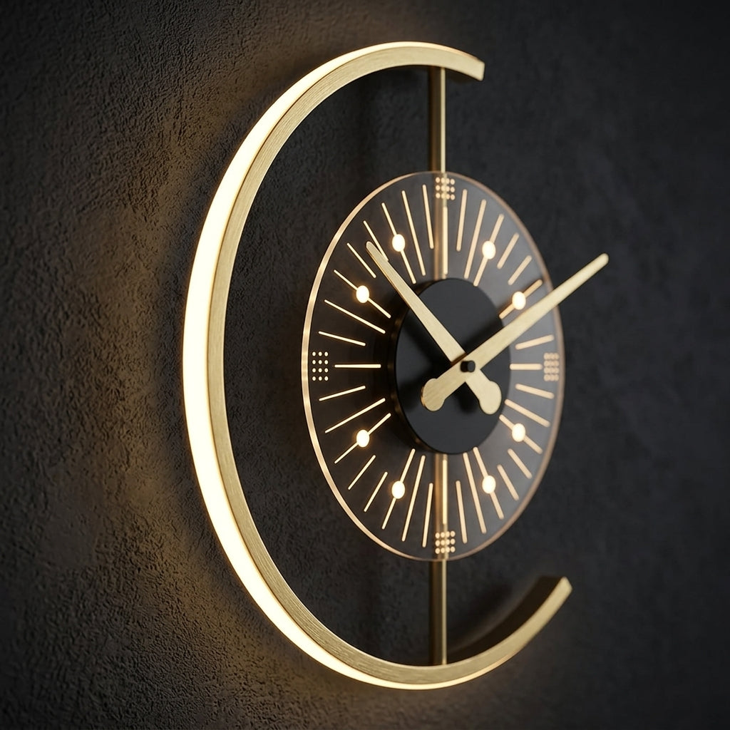 Modern Nordic LED Clock Wall Lamp