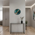 Green Marble Wooden Wall Clock, 10-Inch Round Silent Clock