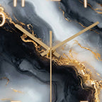 Blue & Gold Marble Pattern Modern Wall Clock