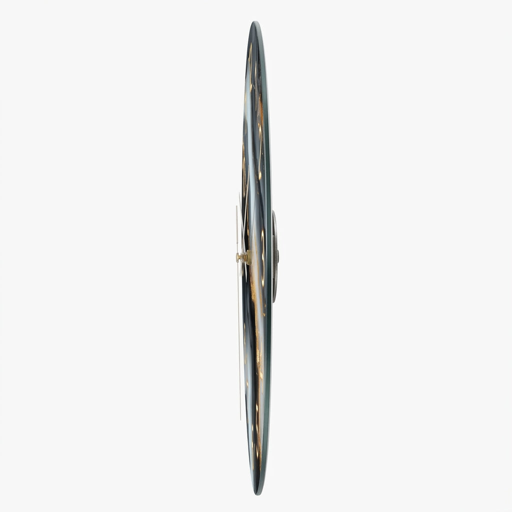 Blue & Gold Marble Pattern Modern Wall Clock