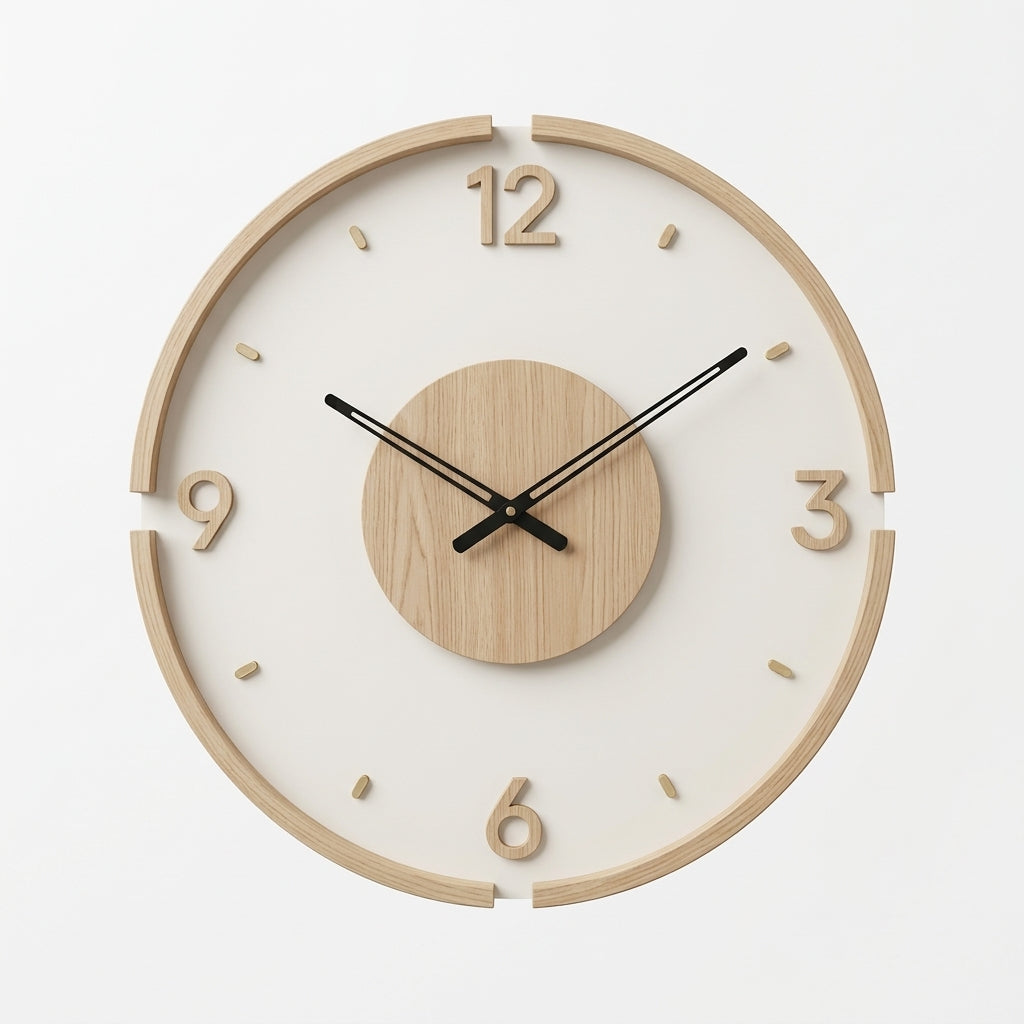 Nordic Minimalist Solid Wood Wall Clock For Living Room
