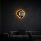 Modern Wall Clock Design For Living Room LED Backlit Moon