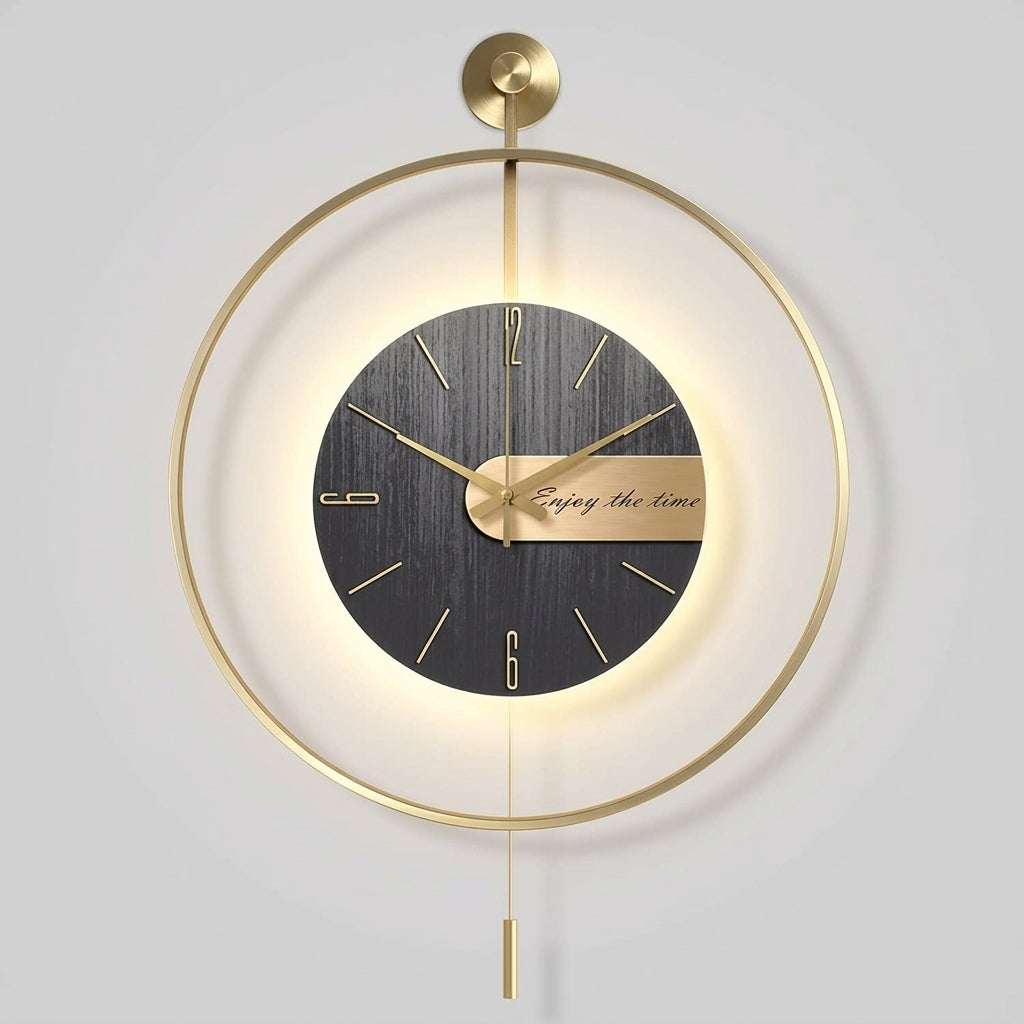 Large Modern Wall Clock LED Light Pendulum