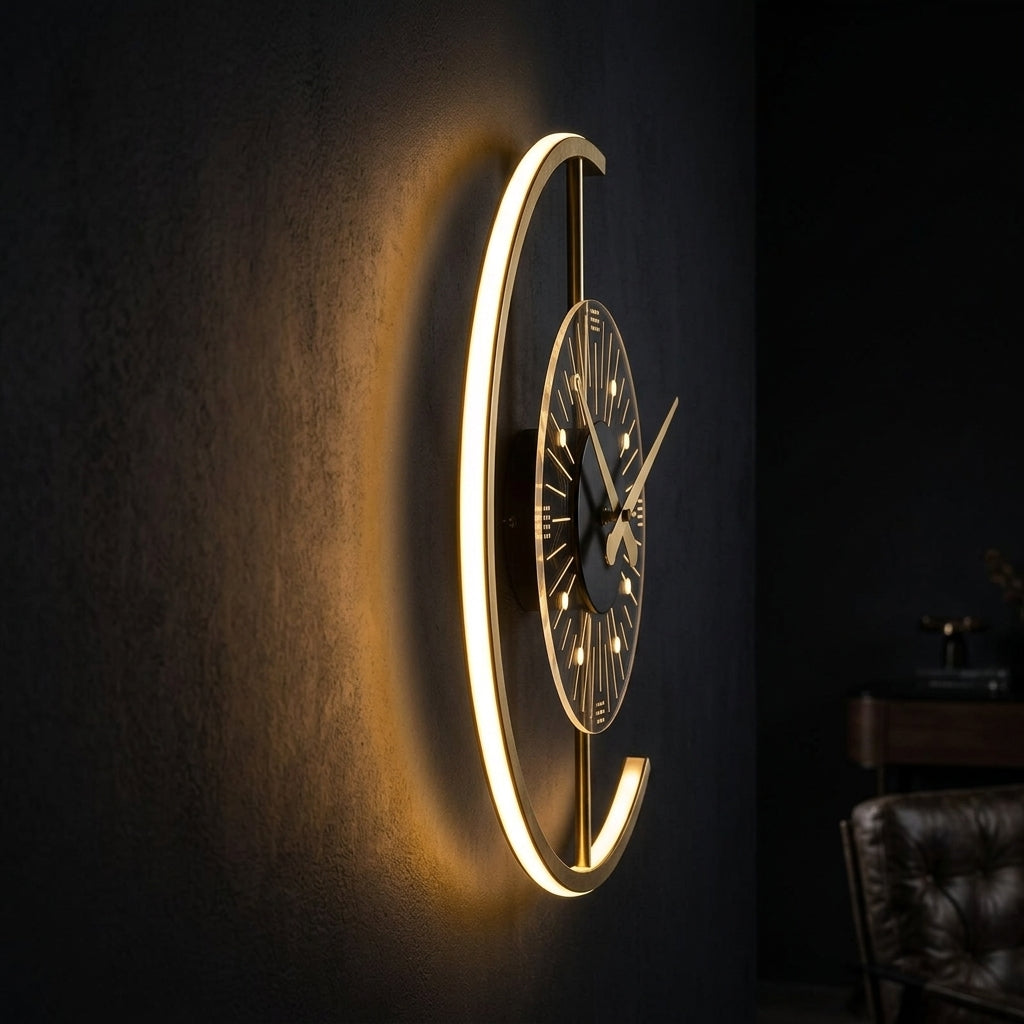 Modern Nordic LED Clock Wall Lamp