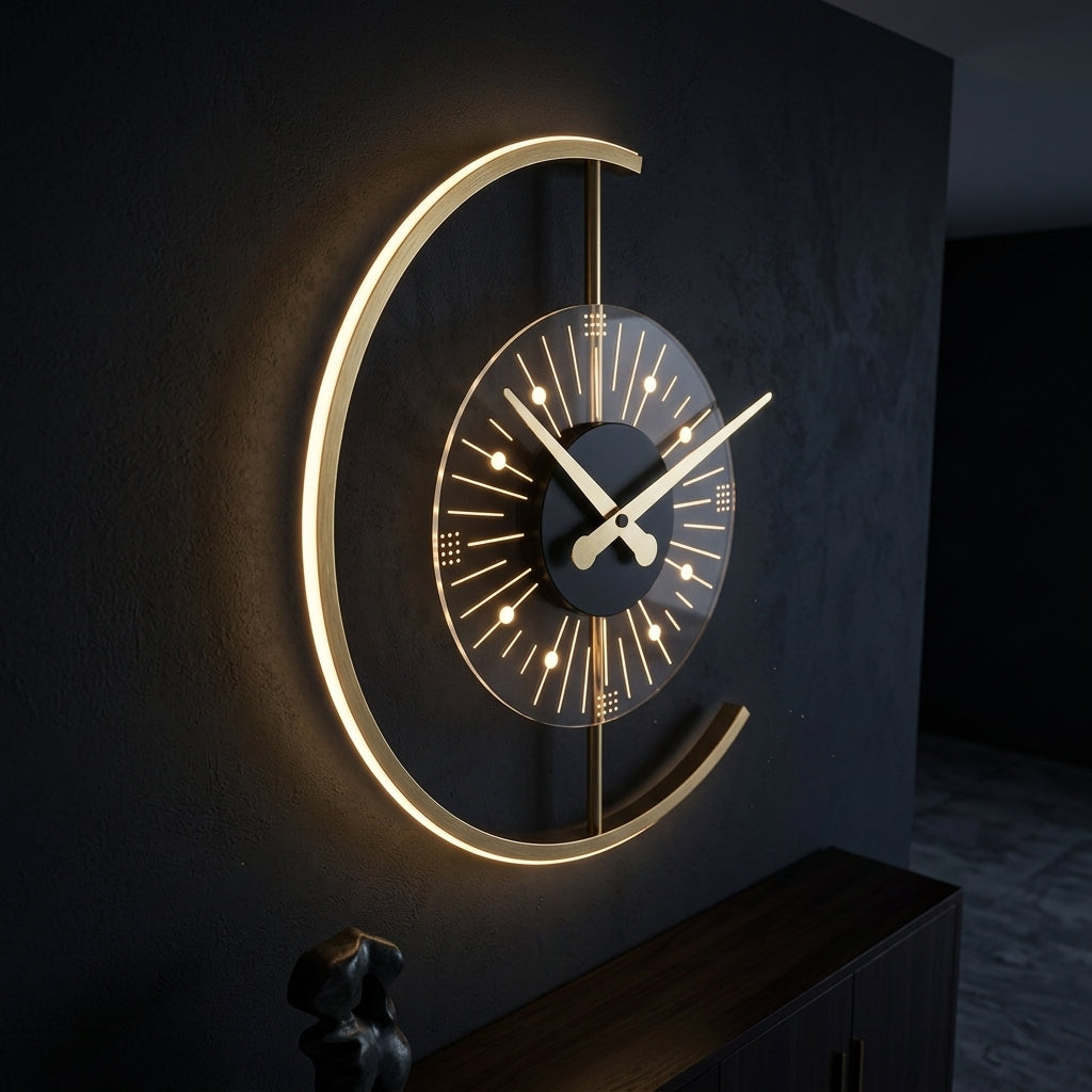 Modern Nordic LED Clock Wall Lamp