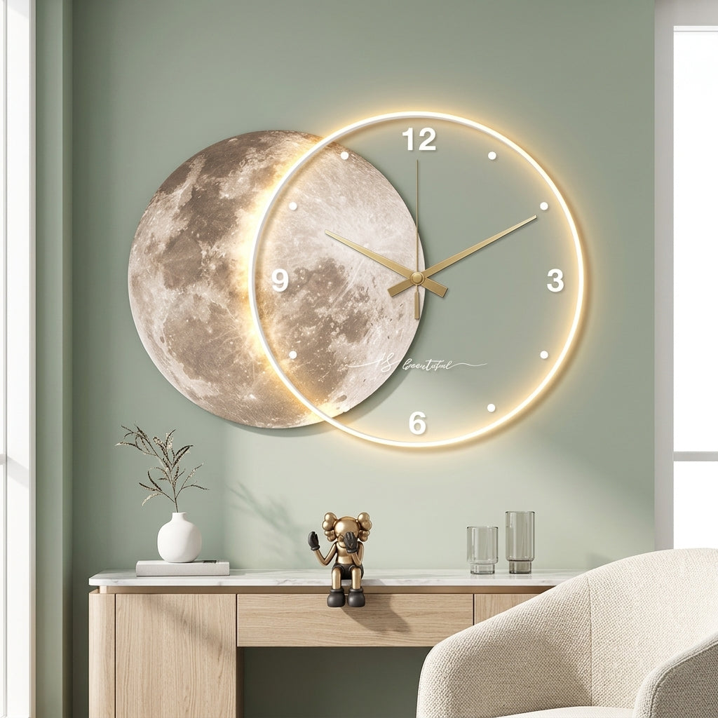 Large Moon Wall Clock
