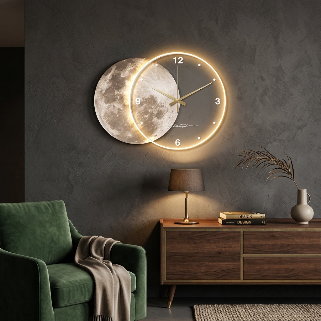 Large Moon Wall Clock