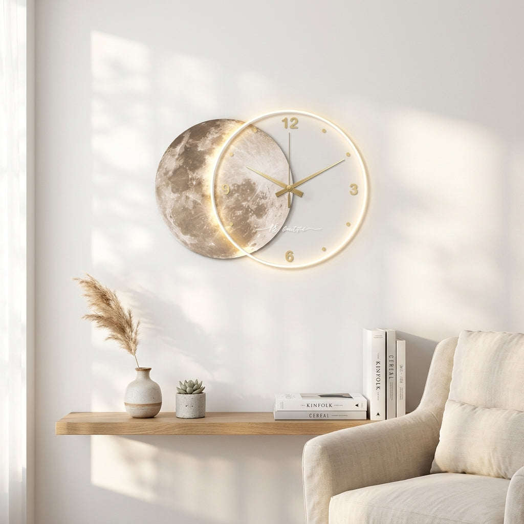 Large Moon Wall Clock