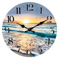 Seaside Sunset Wooden Wall Clock For Kicthen, Silent Quartz