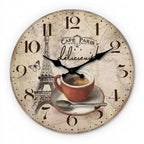 French Retro Eiffel Tower Wooden Wall Clock