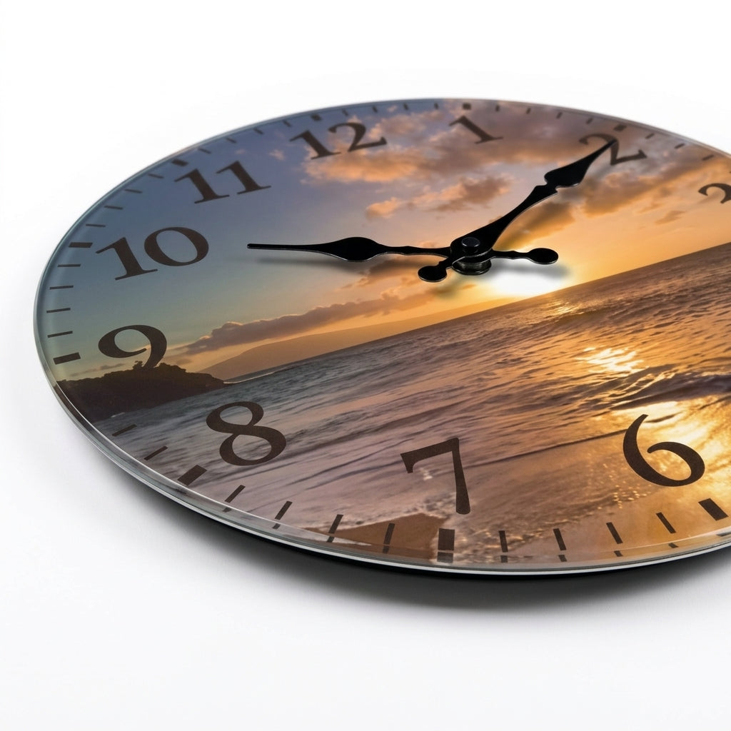 2D Sunset Wall Clock For Living Room