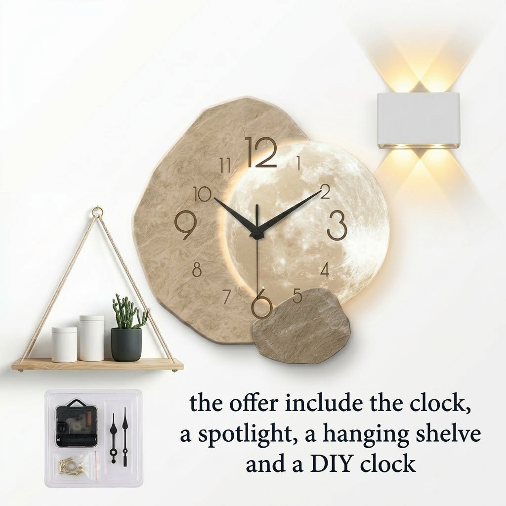 Modern Clock For Living Room Wall Moon Design Silent