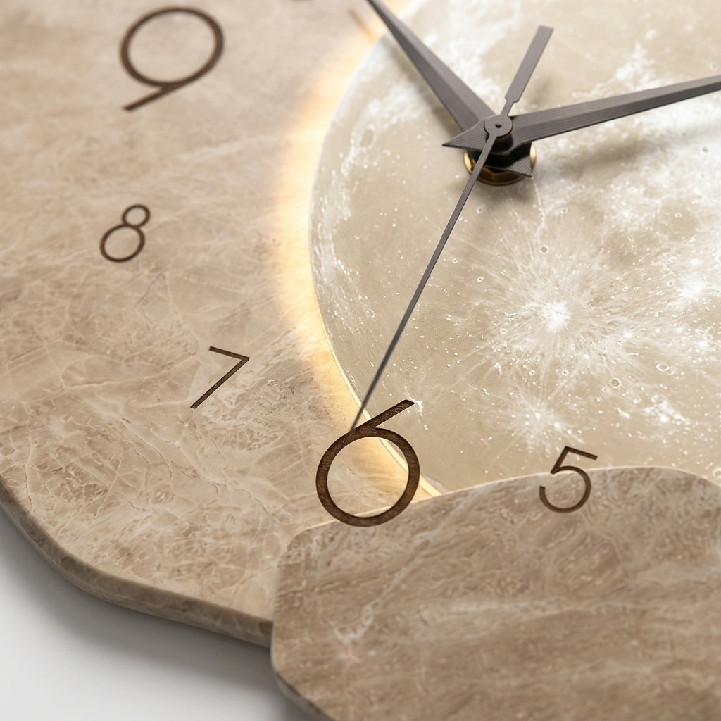 Modern Clock For Living Room Wall Moon Design Silent