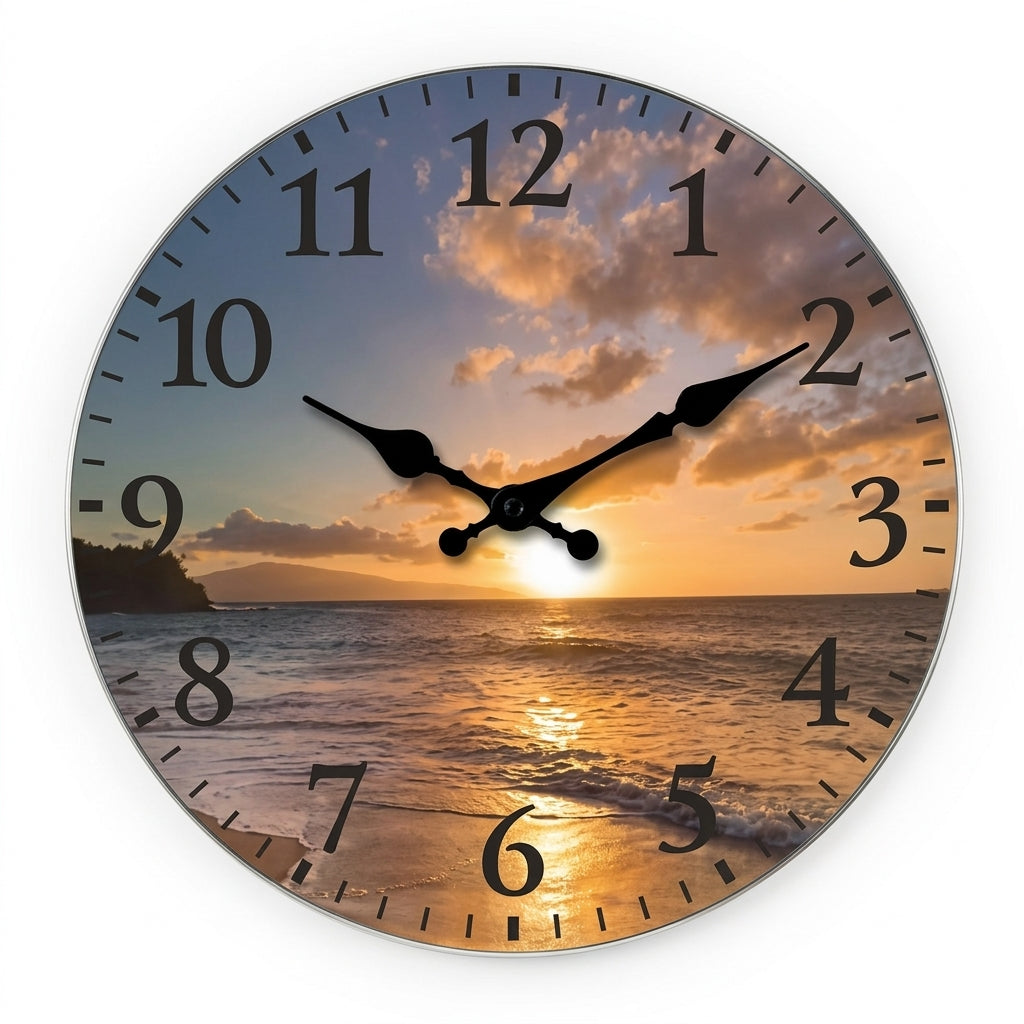 2D Sunset Wall Clock For Living Room
