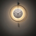Large Modern Grey Wall Clock LED Light Pendulum