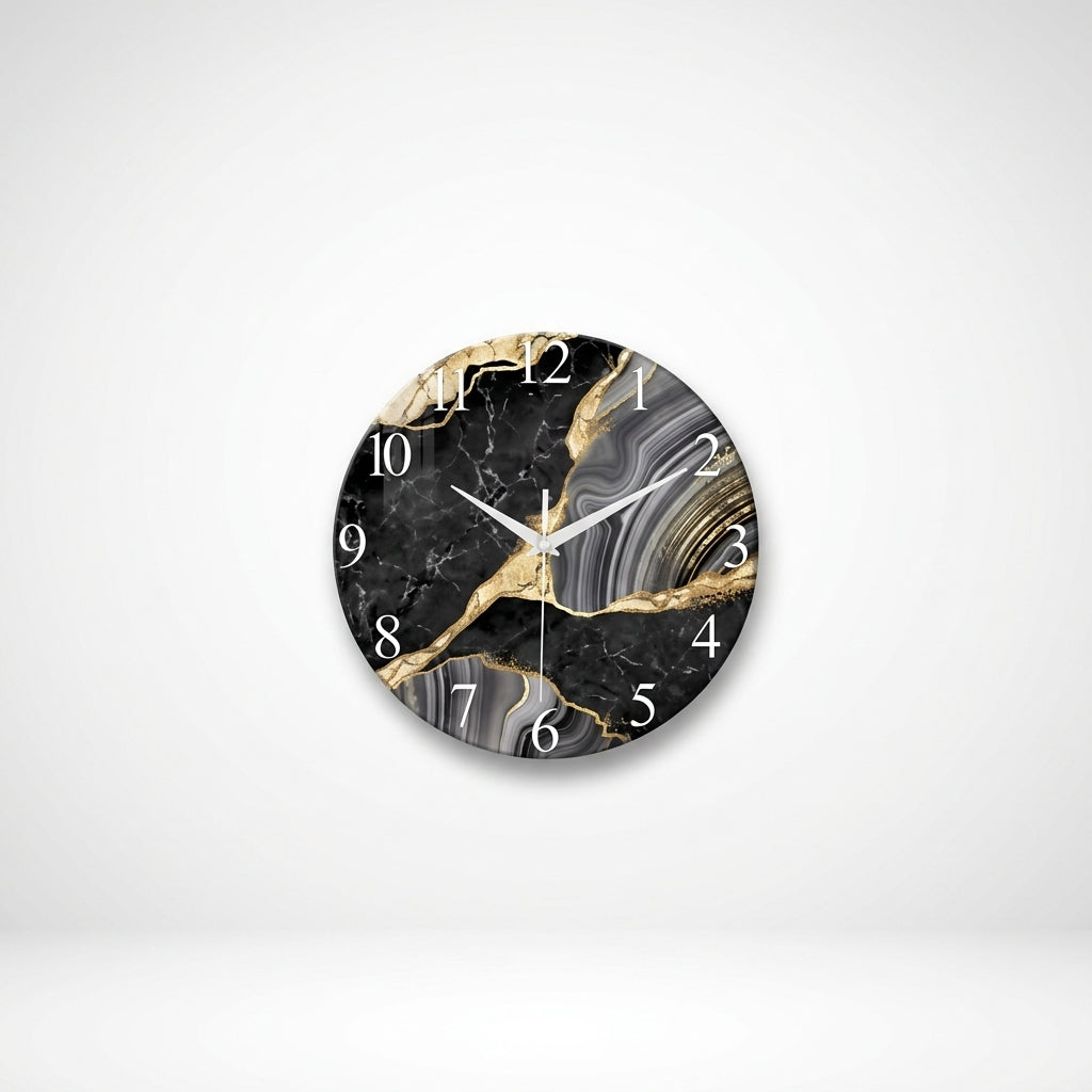 Modern Tempered Glass Marble Wall Clock